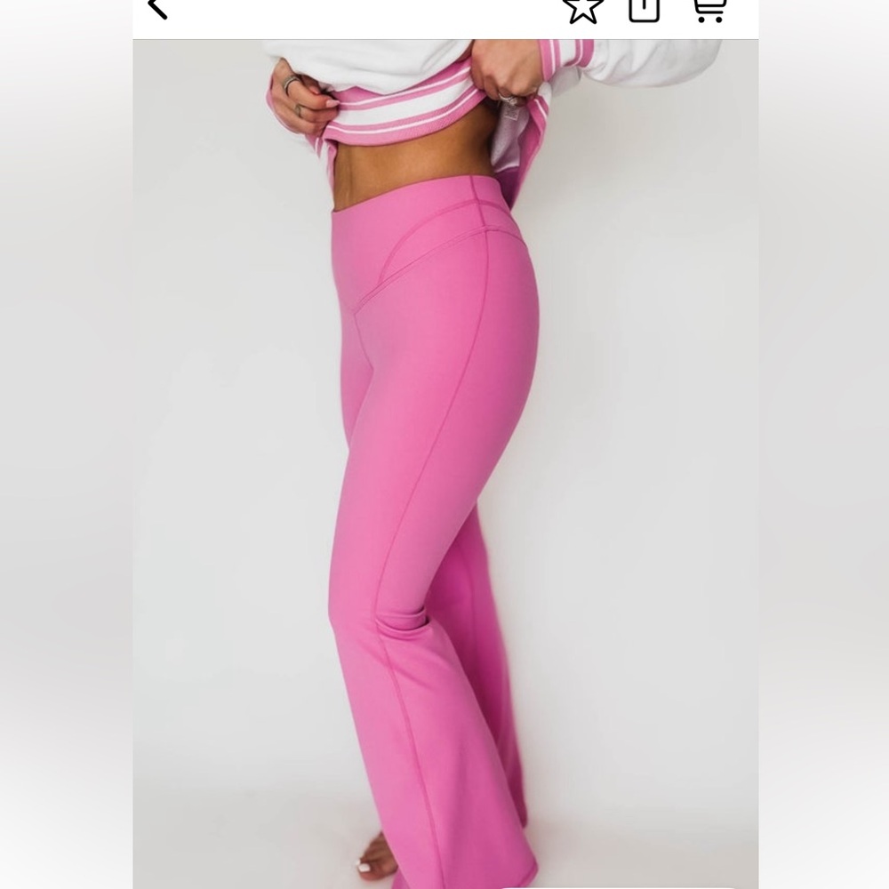 Mono B Vibrant Pink Flare yoga pants - Picture 3 of 6